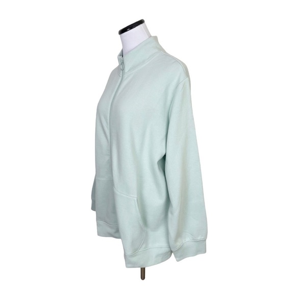 Ava & Viv Full Zip Fleece Sweatshirt With Pockets Mint Size 1X - Picture 2 of 7